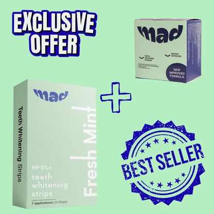 MAD Dental Pro White Strips + MAD Teeth Whitening Powder (HIGHLY RECOMMENDED) 20% EXTRA DISCOUNT